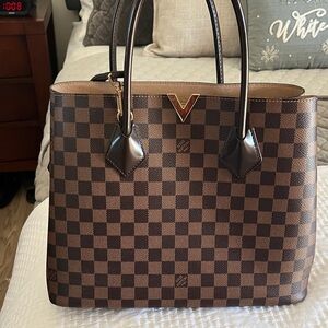Brown Checkered Tote Bag